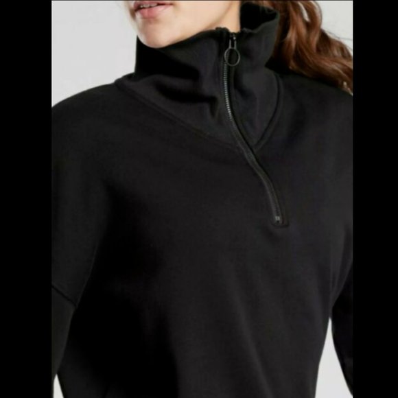 ATHLETA BLACK 1/4 ZIP FUNNEL NECK COZY KARMA SWEATSHIRT - Picture 2 of 3